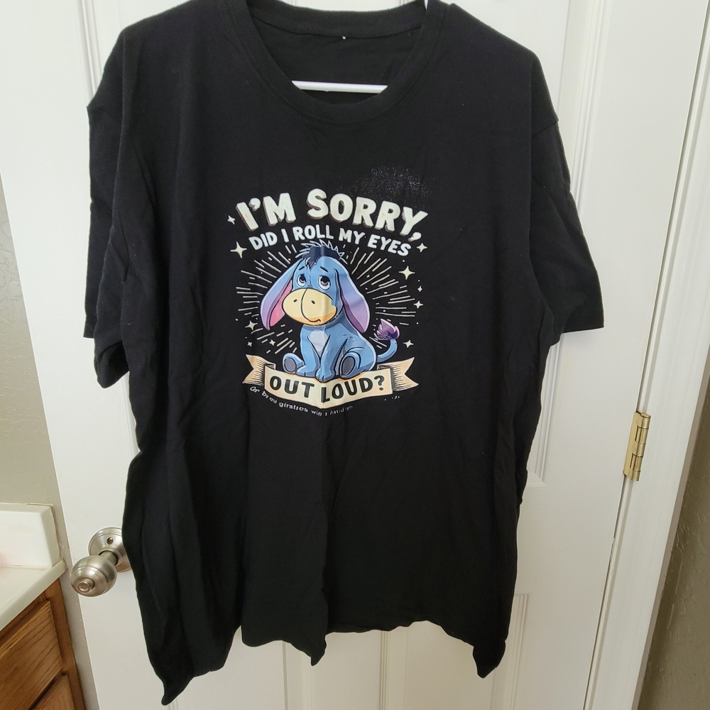 Black Graphic Tee with Eeyore Print